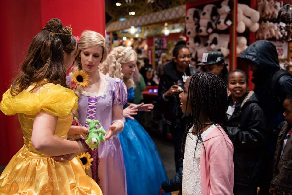 Princess Beauty, Rapunzel and Ella entertaining at Hamleys in 2015