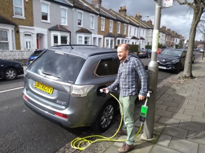 Tooting resident Matthew Paterson is the first to benefit from a new lampost charger